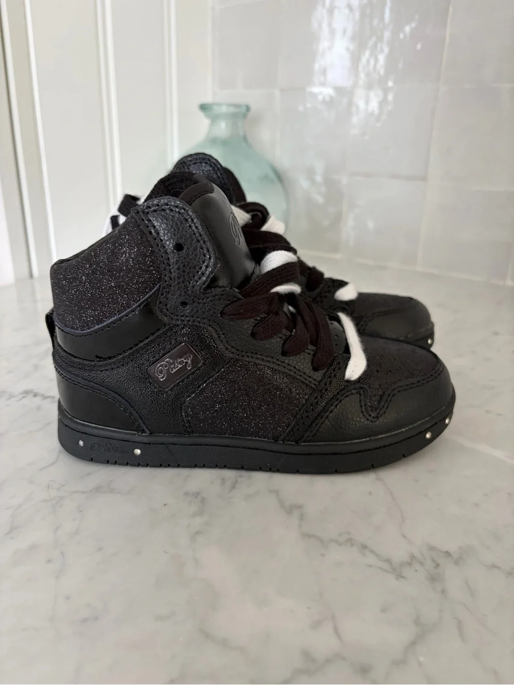 Pastry Black Kids Glitter High-Top Sneakers NWT